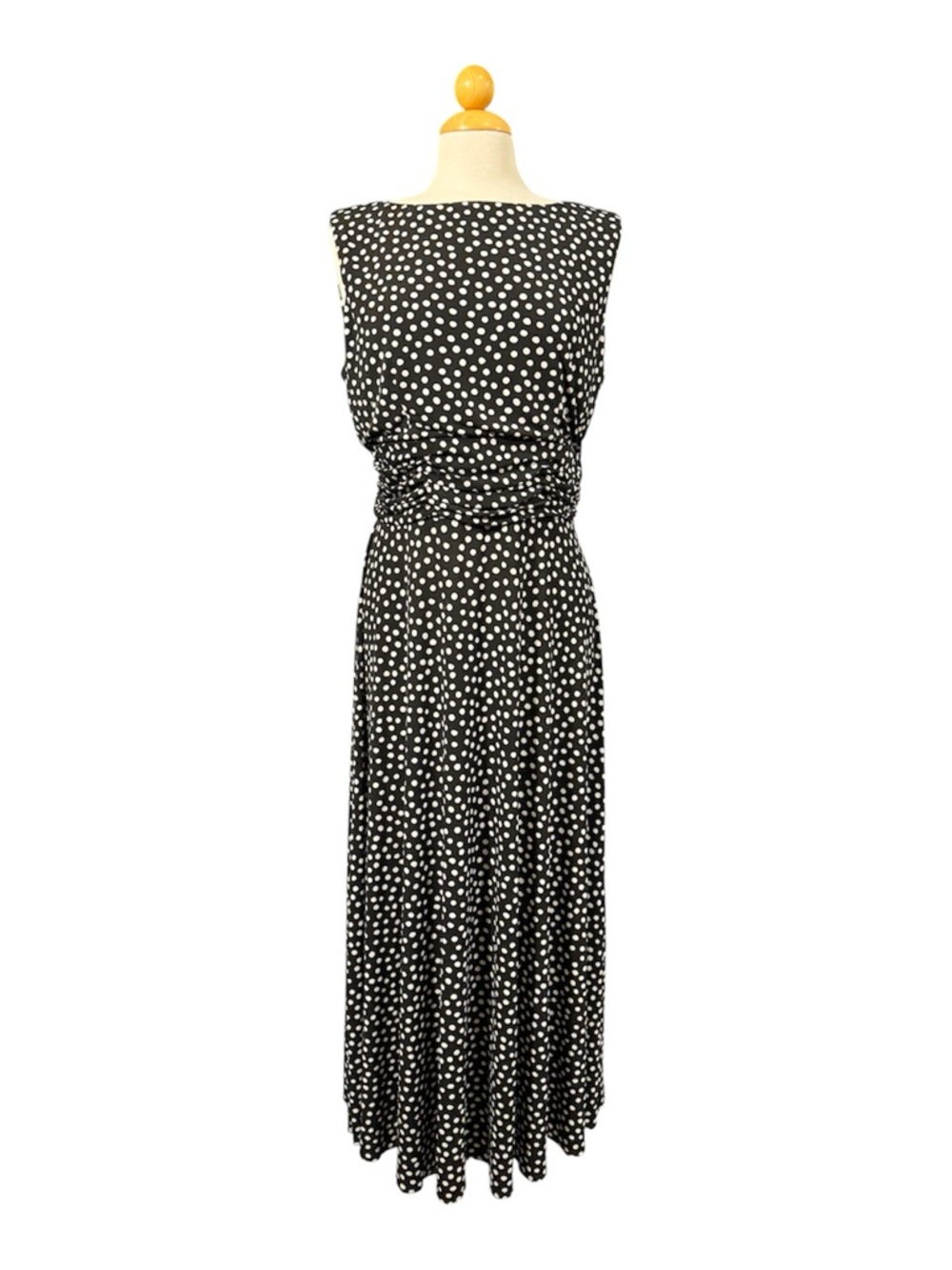 dressbarn Black and White Polka Dot Sleeveless Maxi Dress